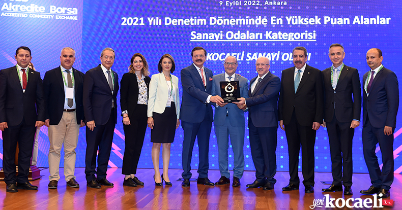 Kocaeli Sanayi Odası’na hizmette ‘birincilik’ sertifikası