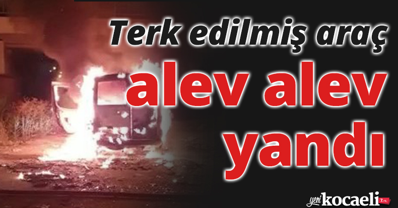 Terk edilmiş araç alev alev yandı