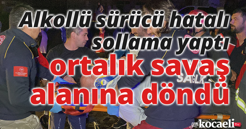 Alkollü sürücü hatalı sollama yaptı, ortalık savaş alanına döndü