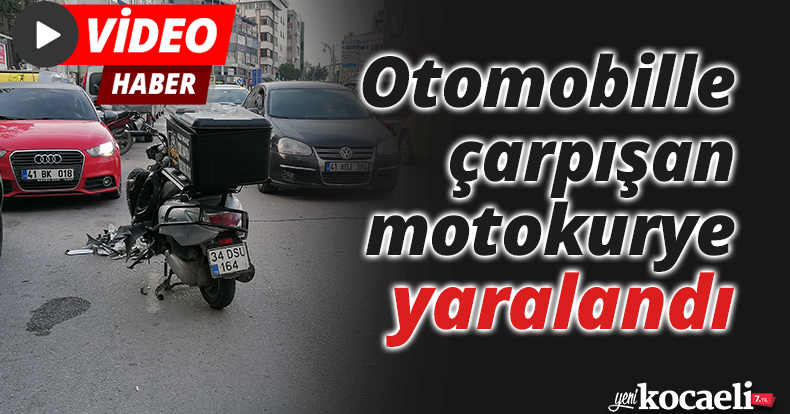 Otomobille çarpışan motokurye yaralandı