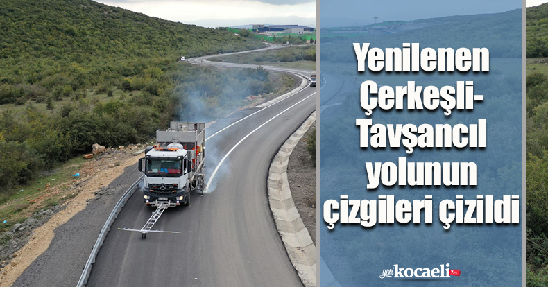 Yenilenen Çerkeşli-Tavşancıl yolunun çizgileri çizildi