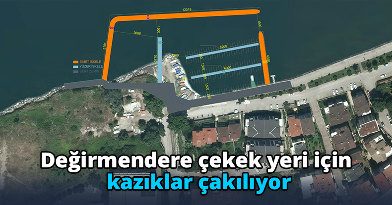 Değirmendere çekek yeri için kazıklar çakılıyor