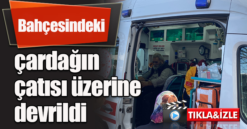 Bahçesindeki çardağın çatısı üzerine devrildi