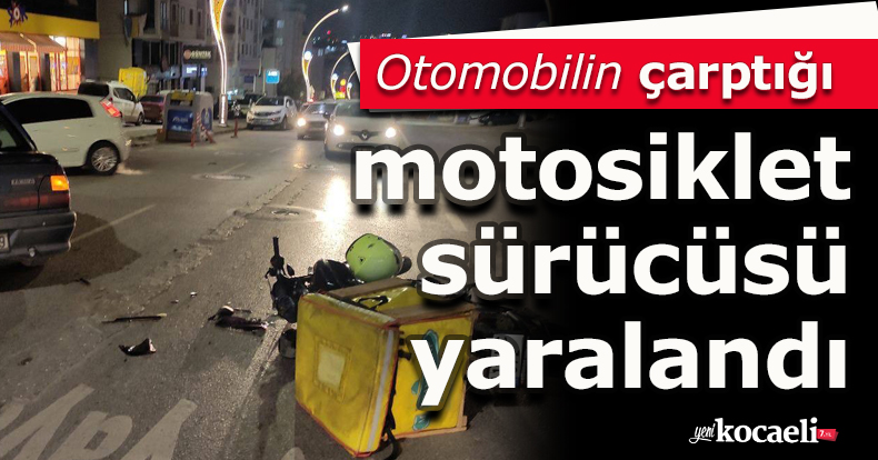 Otomobilin çarptığı motosiklet sürücüsü yaralandı