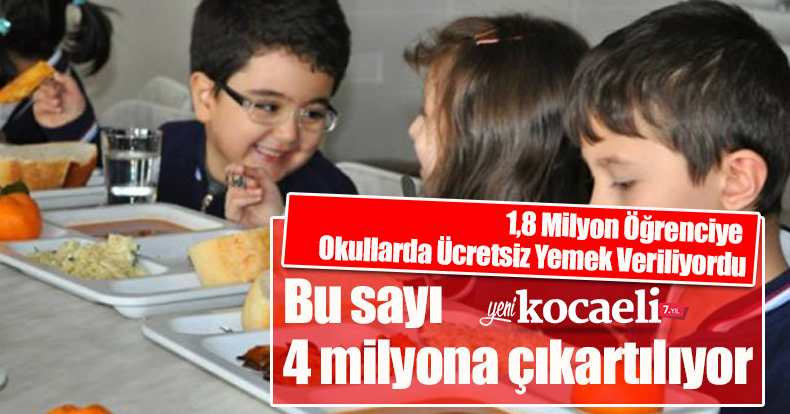 1,8 Milyon Öğrenciye Okullarda Ücretsiz Yemek Veriliyordu Bu sayı 4 milyona çıkartılıyor