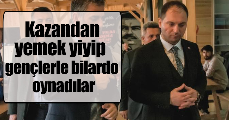 Kazandan yemek yiyip, gençlerle bilardo oynadılar