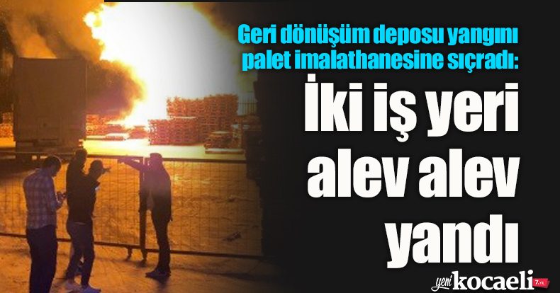 Geri dönüşüm deposu yangını palet imalathanesine sıçradı: İki iş yeri alev alev yandı