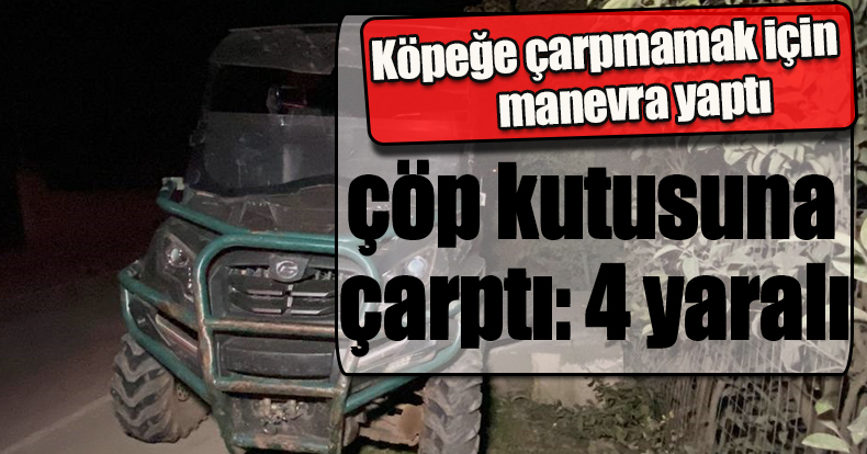 Köpeğe çarpmamak için manevra yaptı, çöp kutusuna çarptı: 4 yaralı