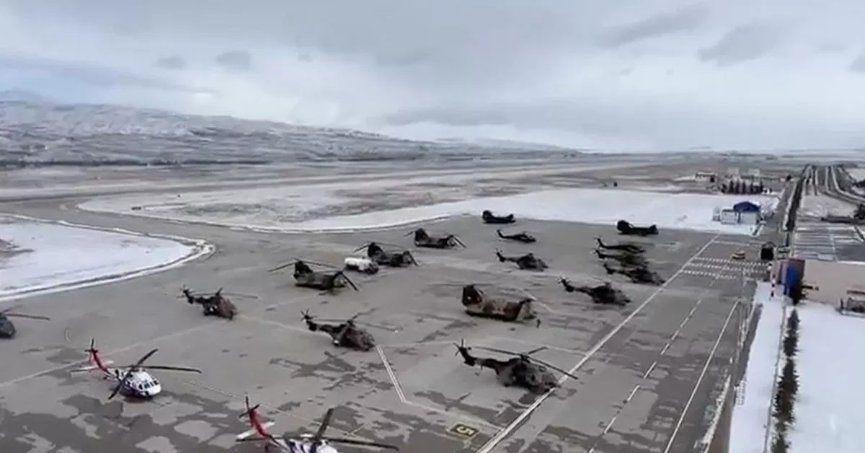 Deprem bölgesine, Kara Kuvvetleri, jandarma ve emniyete ait helikopterler sevk edildi