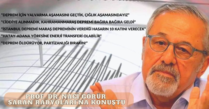 “DEPREM İÇİN YALVARMA AŞAMASINI GEÇTİK, ÇIĞLIK AŞAMASINDAYIZ” 