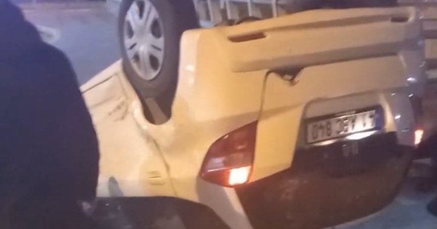 Kontrolden çıkan otomobil takla attı
