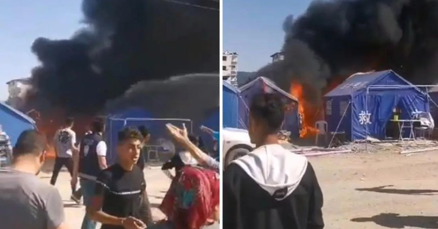 Çadır kentte yangın! Çadırlar kullanılmaz hale geldi