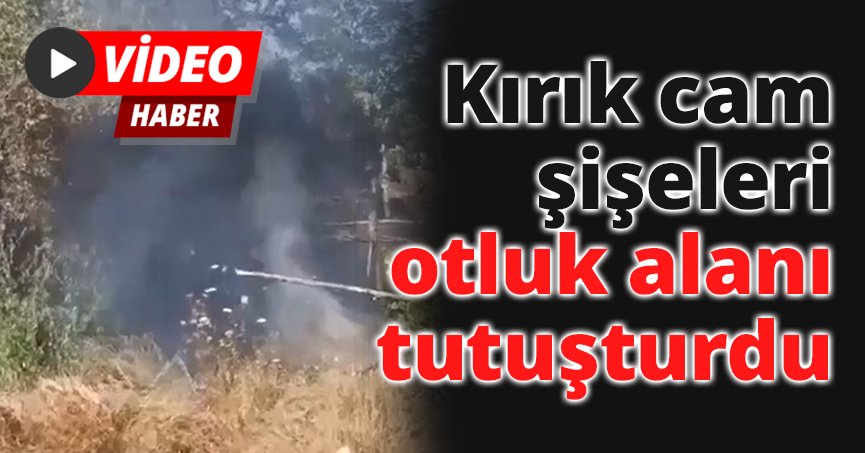 Kırık cam şişeleri otluk alanı tutuşturdu