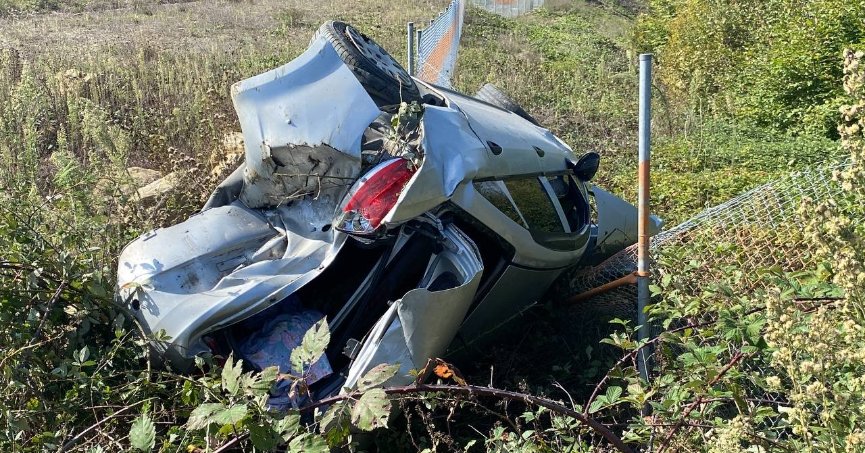 Kuzey Marmara Otoyolu'nda kontrolden çıkan araç takla attı