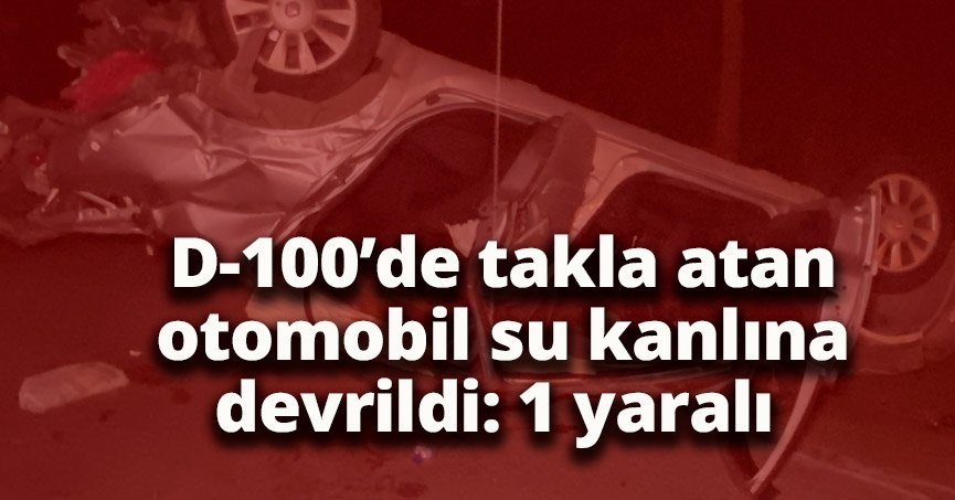 D-100’de takla atan otomobil su kanlına devrildi: 1 yaralı