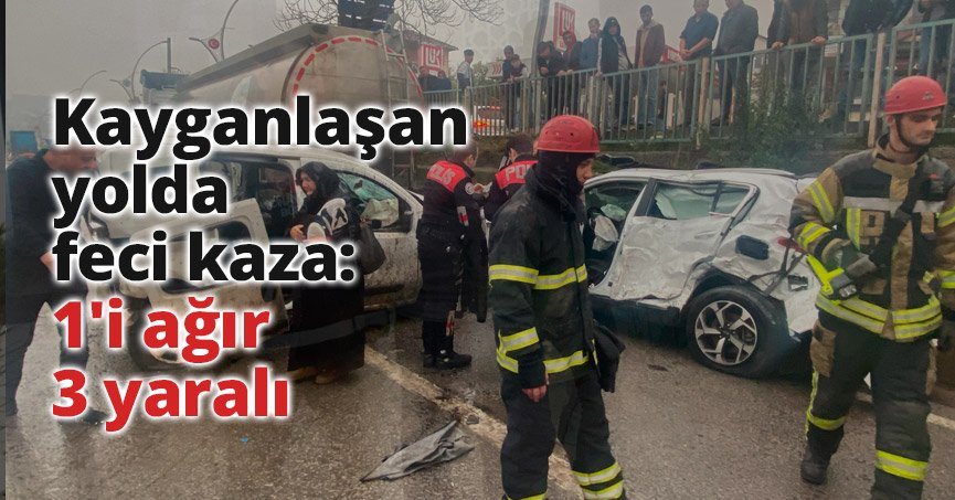 Kayganlaşan yolda feci kaza: 1'i ağır 3 yaralı