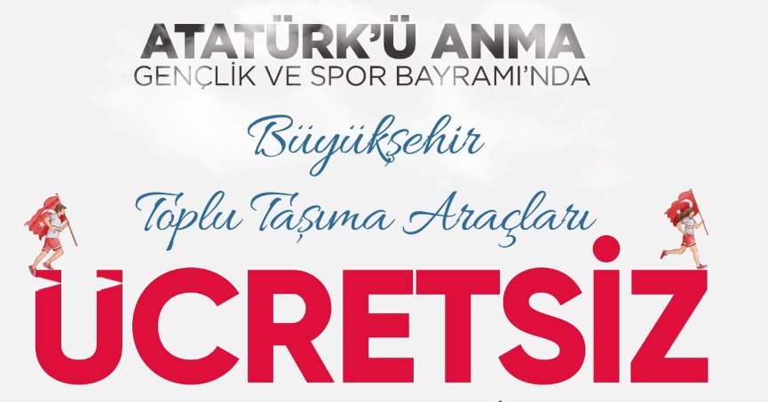 19 Mayıs Gençlik ve Spor Bayramı’nda ulaşım ücretsiz