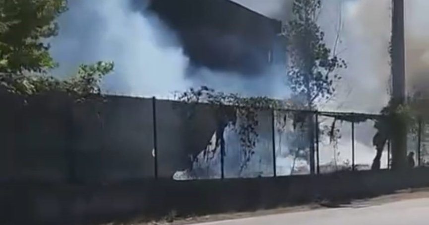 Sanayi sitesinin bahçesinde yangın