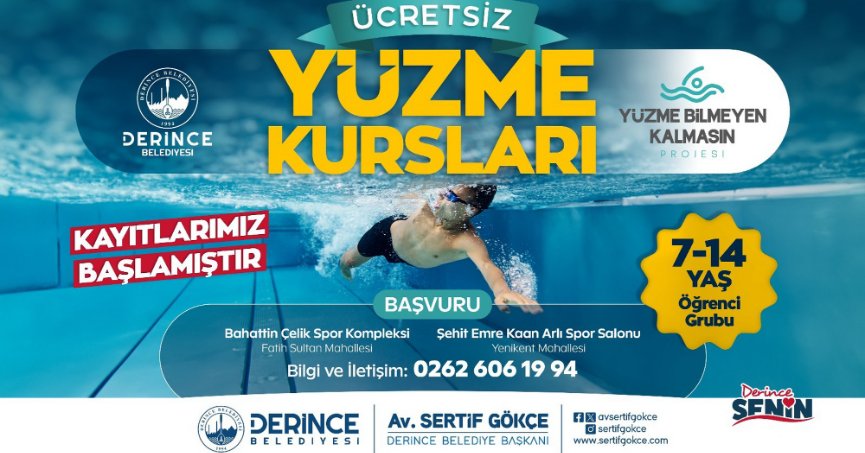 Derince’de Ücretsiz Yüzme Kursları Başlıyor