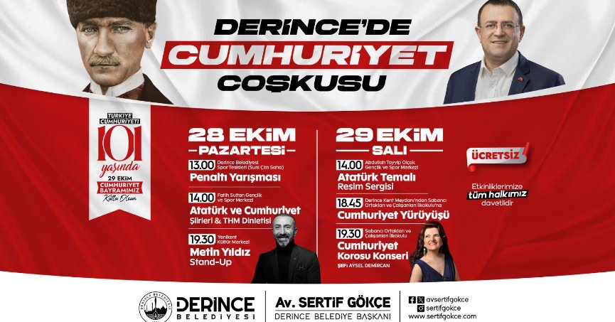 Cumhuriyet Bayramı İçin  Derince’de Çok Özel Etkinlikler