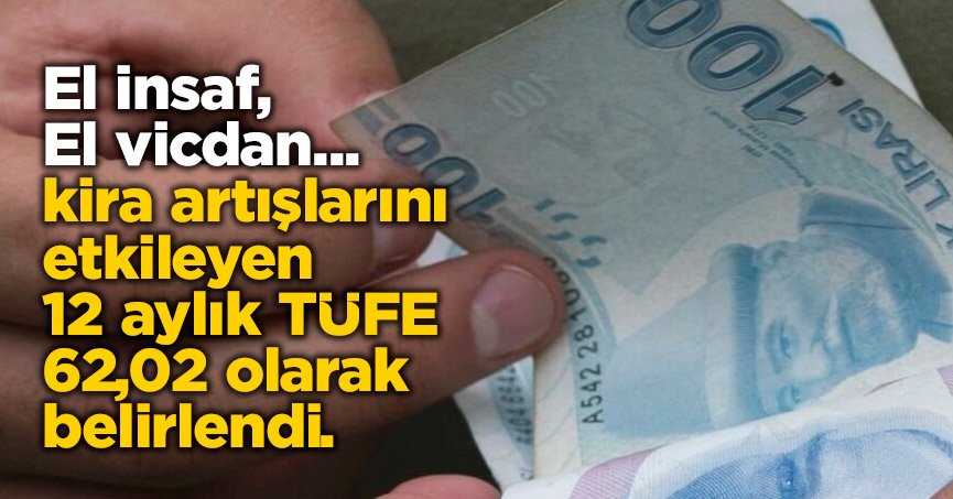 Kira artış oranı 62,02 olarak  belirlendi.