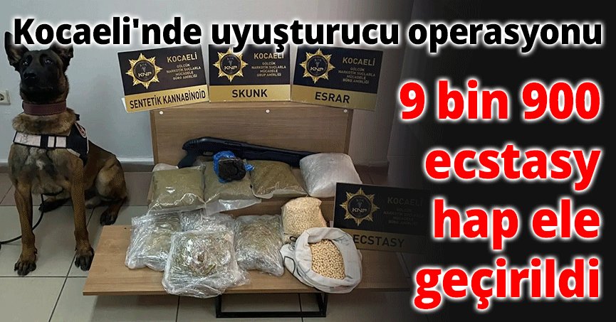 Kocaeli'nde uyuşturucu operasyonu: 9 bin 900 ecstasy hap ele geçirildi   