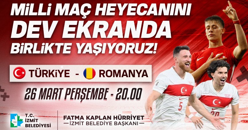 Milli maç heyecanı İzmit Belediye Meydanı’nda yaşanacak