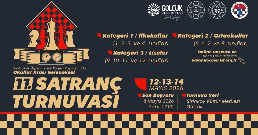 Gölcük’te 11. Geleneksel Satranç Turnuvası Başlıyor