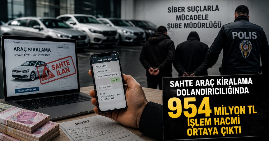 Sahte araç kiralama dolandırıcılığında 954 milyon liralık işlem hacmi ortaya çıktı
