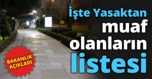 İşte Yasaktan muaf olanların listesi