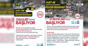 Hat 16 ve 59’da tramvay aktarmalı seferler başlıyor