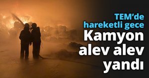 TEM’de hareketli gece Kamyon alev alev yandı  