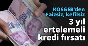 KOSGEB’den Faizsiz, kefilsiz 3 yıl ertelemeli kredi fırsatı