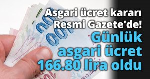 Asgari ücret kararı Resmi Gazete'de!