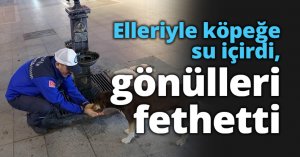 Elleriyle köpeğe su içirdi, gönülleri fethetti