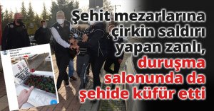 Şehit mezarlarına çirkin saldırı yapan zanlı, duruşma salonunda da şehide küfür etti