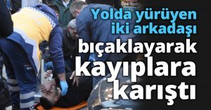 Yolda yürüyen iki arkadaşı bıçaklayarak kayıplara karıştı