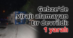 Gebze'de virajı alamayan tır devrildi: 1 yaralı