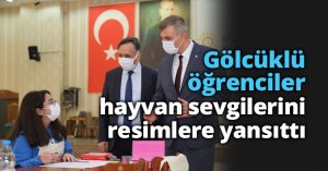 Gölcüklü öğrenciler hayvan sevgilerini resimlere yansıttı