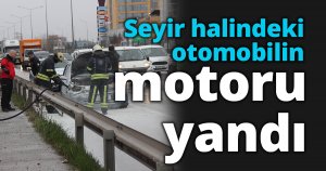 Seyir halindeki otomobilin motoru yandı