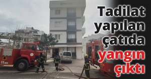 Tadilat yapılan çatıda yangın çıktı