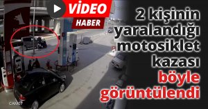 2 kişinin yaralandığı motosiklet kazası böyle görüntülendi