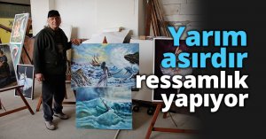 Yarım asırdır ressamlık yapıyor