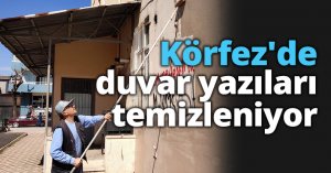 Körfez'de duvar yazıları temizleniyor