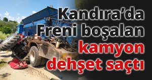  Freni boşalan kamyon dehşet saçtı