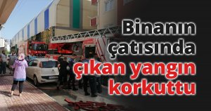 Binanın çatısında çıkan yangın korkuttu