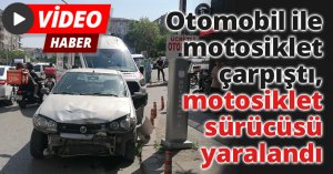 Otomobil ile motosiklet çarpıştı, motosiklet sürücüsü yaralandı