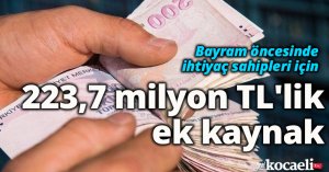 Bayram öncesinde ihtiyaç sahipleri için 223,7 milyon TL'lik ek kaynak