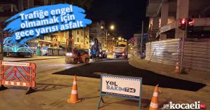 Trafiğe engel olmamak için gece yarısı asfalt