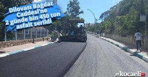 Dilovası Bağdat Caddesi’ne 2 günde bin 450 ton asfalt serildi